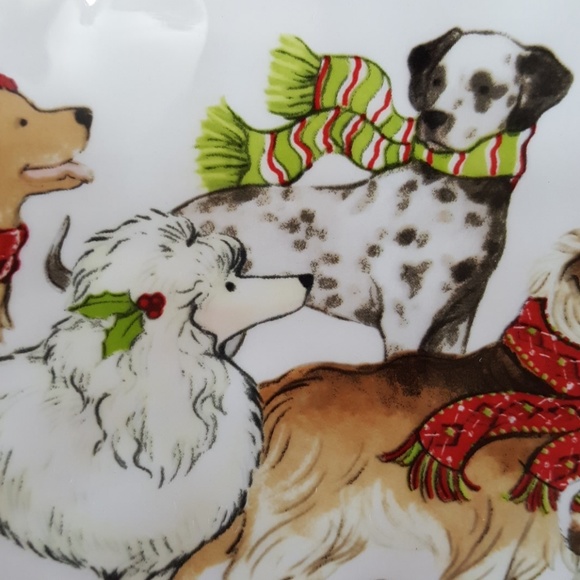 Pier 1 PARK AVENUE PUPPIES Winter Coffee Cup Mug Dogs Christmas Ironstone NEW